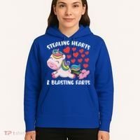 Stealing Hearts And Blasting Farts Valentines Unicorn Gift Hoodie thumb 5