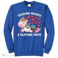 Stealing Hearts And Blasting Farts Valentines Unicorn Gift Sweatshirt thumb 0