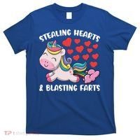 Stealing Hearts And Blasting Farts Valentines Unicorn Gift T-Shirt thumb 0
