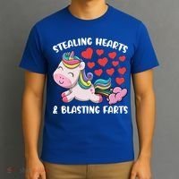 Stealing Hearts And Blasting Farts Valentines Unicorn Gift T-Shirt thumb 3