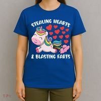 Stealing Hearts And Blasting Farts Valentines Unicorn Gift T-Shirt thumb 4