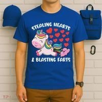 Stealing Hearts And Blasting Farts Valentines Unicorn Gift T-Shirt thumb 6