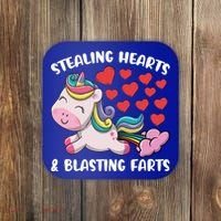Stealing Hearts And Blasting Farts Valentines Unicorn Gift Coaster thumb 0