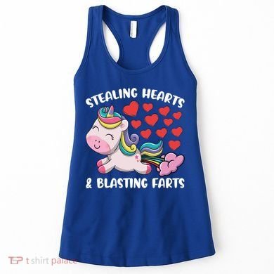 Stealing Hearts And Blasting Farts Valentines Unicorn Gift Women's Tank Top