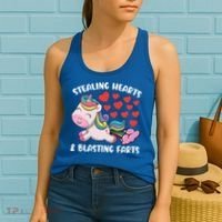 Stealing Hearts And Blasting Farts Valentines Unicorn Gift Women's Tank Top thumb 2