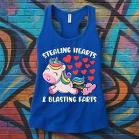 Stealing Hearts And Blasting Farts Valentines Unicorn Gift Women's Tank Top thumb 3