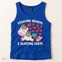 Stealing Hearts And Blasting Farts Valentines Unicorn Gift Tank Top thumb 2