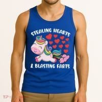 Stealing Hearts And Blasting Farts Valentines Unicorn Gift Tank Top thumb 3