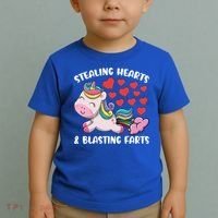 Stealing Hearts And Blasting Farts Valentines Unicorn Gift Toddler T-Shirt thumb 2