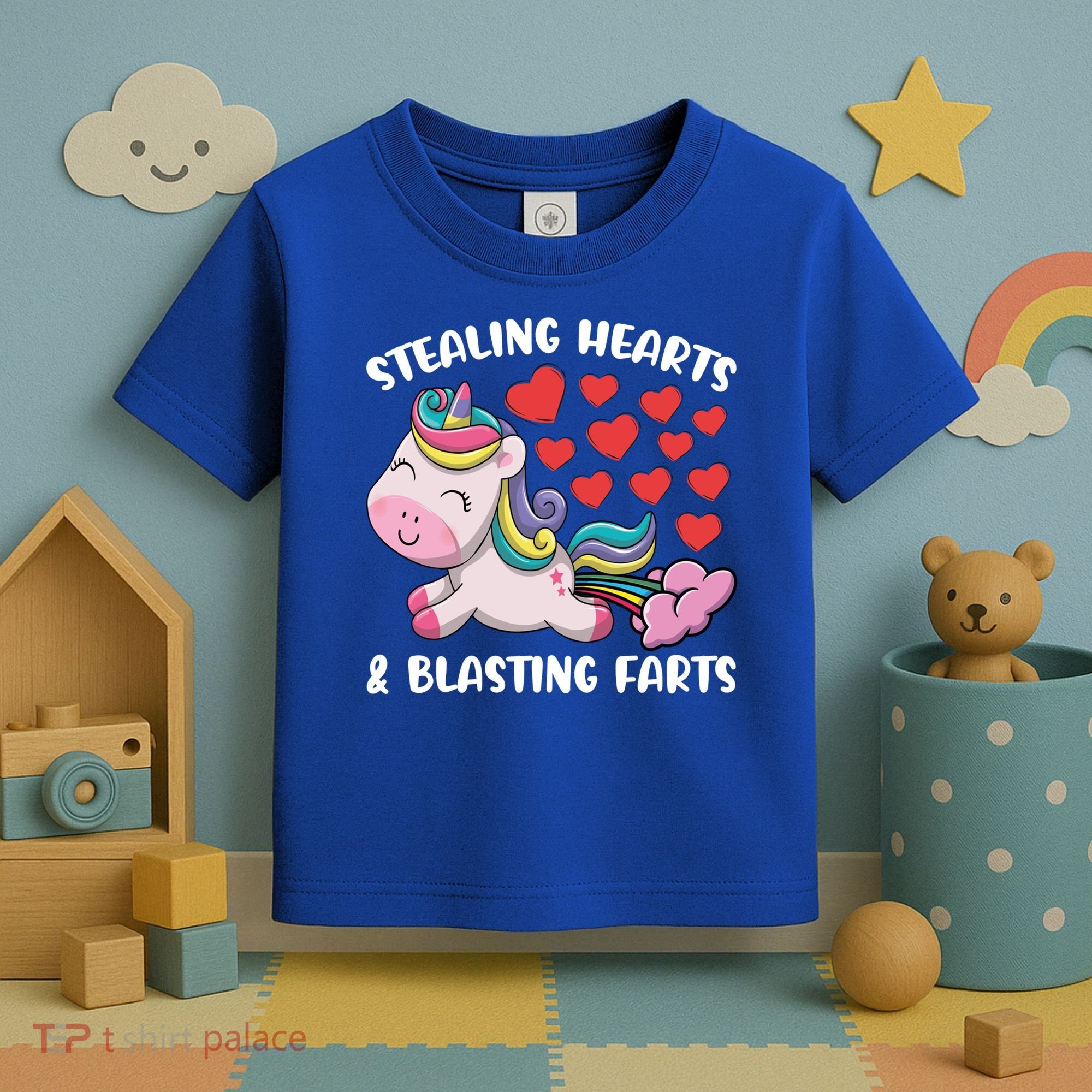 Stealing Hearts And Blasting Farts Valentines Unicorn Gift Toddler T-Shirt