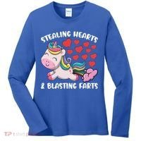 Stealing Hearts And Blasting Farts Valentines Unicorn Gift Women's Long Sleeve Shirt thumb 0