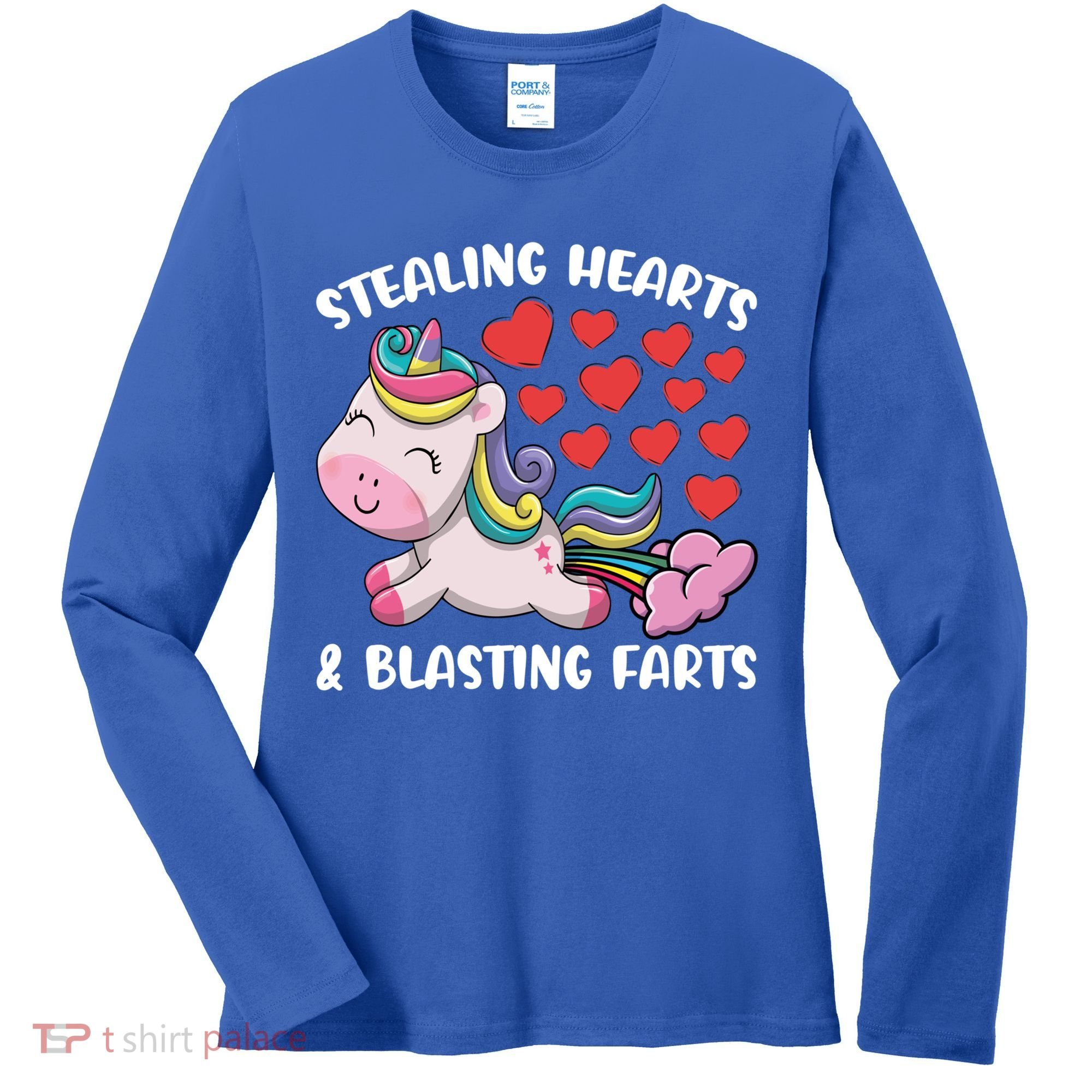Stealing Hearts And Blasting Farts Valentines Unicorn Gift Women's Long Sleeve Shirt