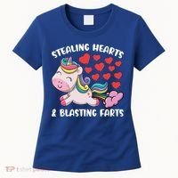 Stealing Hearts And Blasting Farts Valentines Unicorn Gift Women's T-Shirt thumb 0