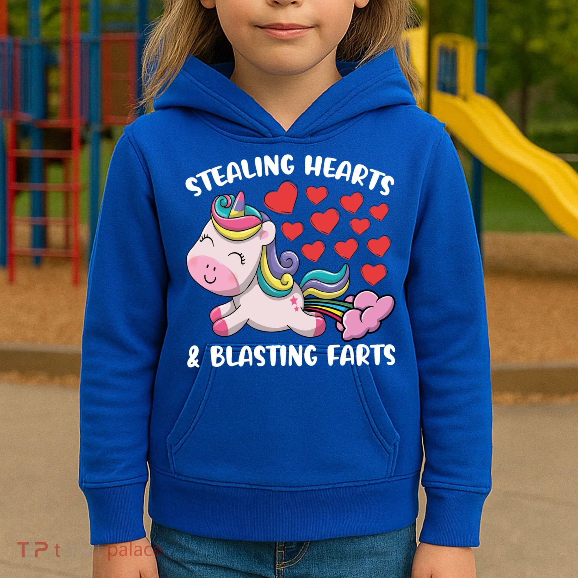 Stealing Hearts And Blasting Farts Valentines Unicorn Gift Kids Hoodie