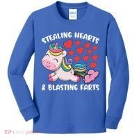 Stealing Hearts And Blasting Farts Valentines Unicorn Gift Kids Long Sleeve Shirt thumb 0