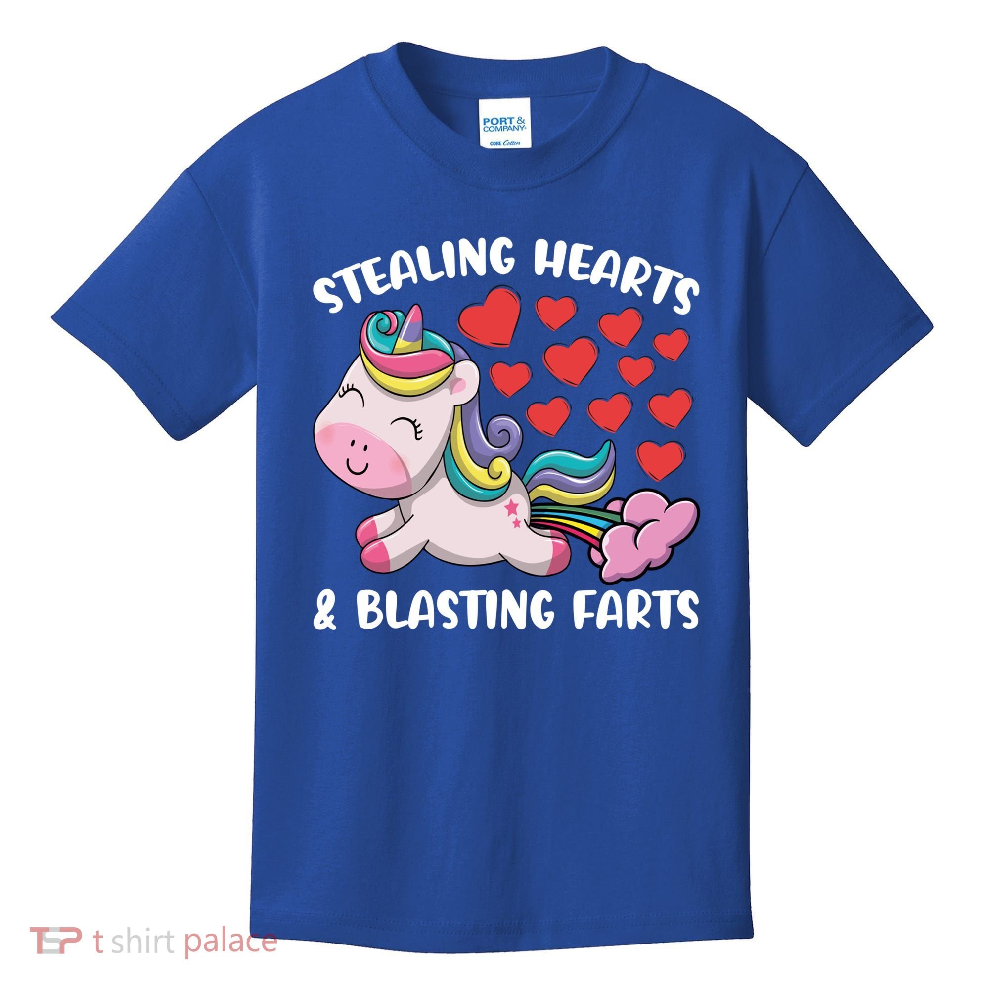 Stealing Hearts And Blasting Farts Valentines Unicorn Gift Kids T-Shirt