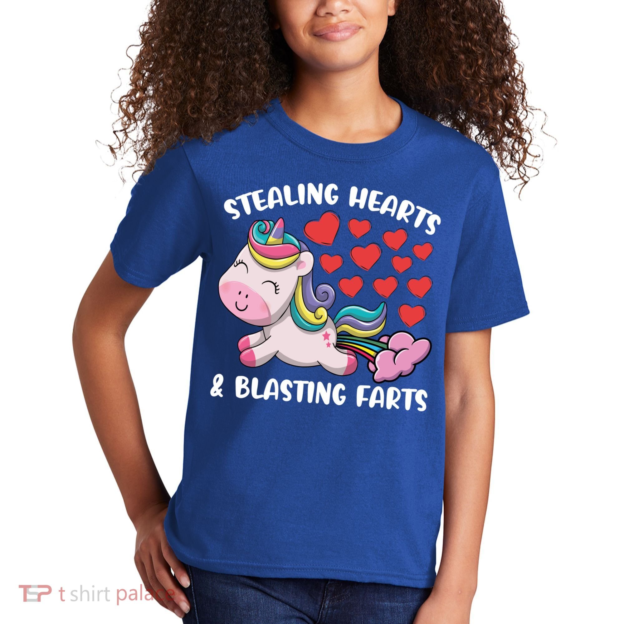 Stealing Hearts And Blasting Farts Valentines Unicorn Gift Kids T-Shirt