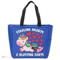 Stealing Hearts And Blasting Farts Valentines Unicorn Gift Tote Bag thumb 0