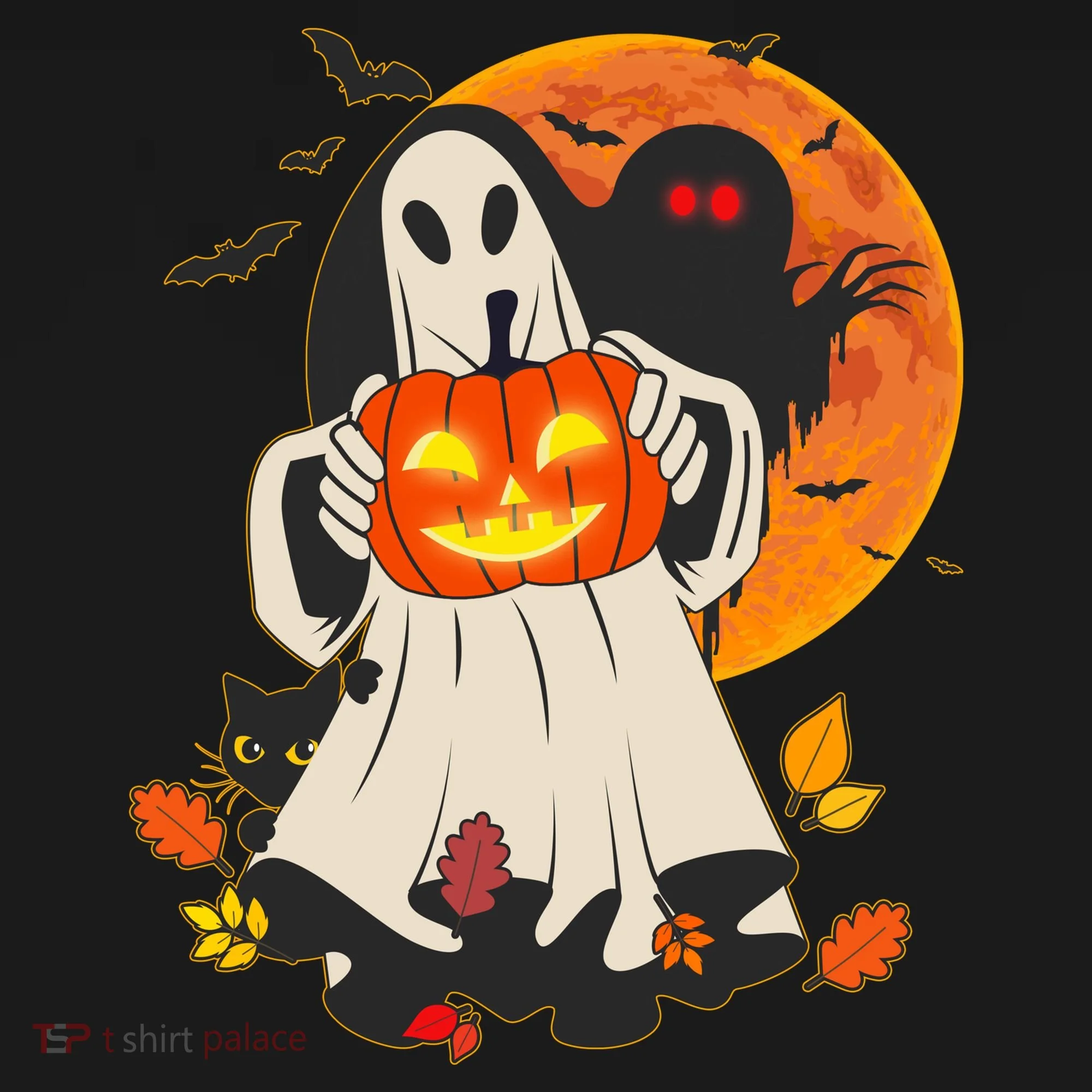 Spooky Halloween Autumn Ghost Jackolantern Doggie Tank