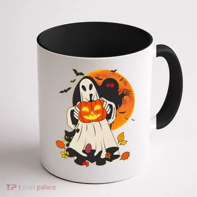 Spooky Halloween Autumn Ghost Jackolantern Coffee Mug back