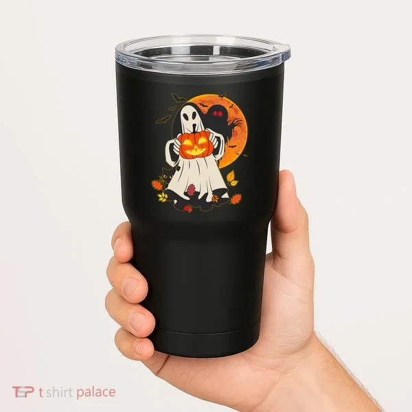 Spooky Halloween Autumn Ghost Jackolantern Tumbler