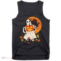 Spooky Halloween Autumn Ghost Jackolantern Tank Top thumb 0