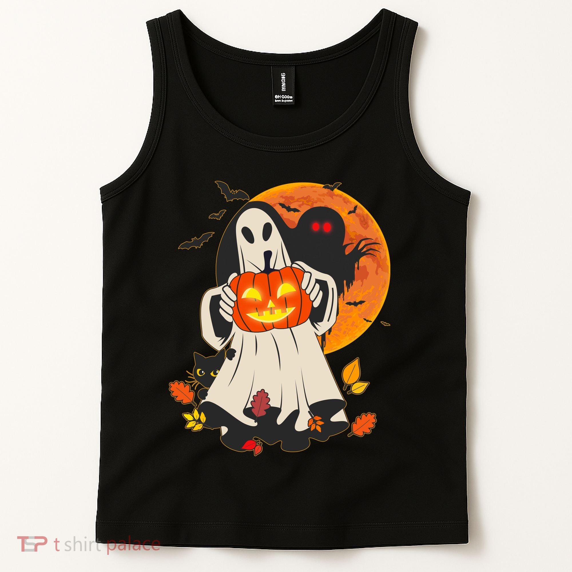 Spooky Halloween Autumn Ghost Jackolantern Tank Top