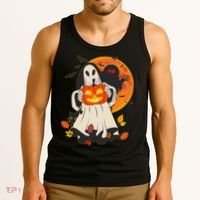Spooky Halloween Autumn Ghost Jackolantern Tank Top thumb 3