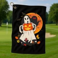 Spooky Halloween Autumn Ghost Jackolantern Golf Towel thumb 1