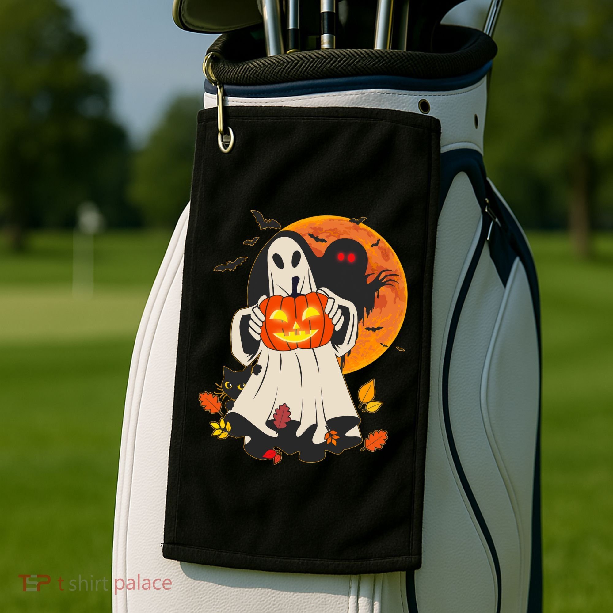 Spooky Halloween Autumn Ghost Jackolantern Golf Towel