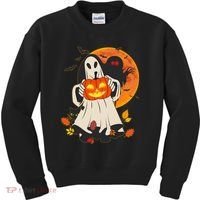Spooky Halloween Autumn Ghost Jackolantern Kids Sweatshirt thumb 0