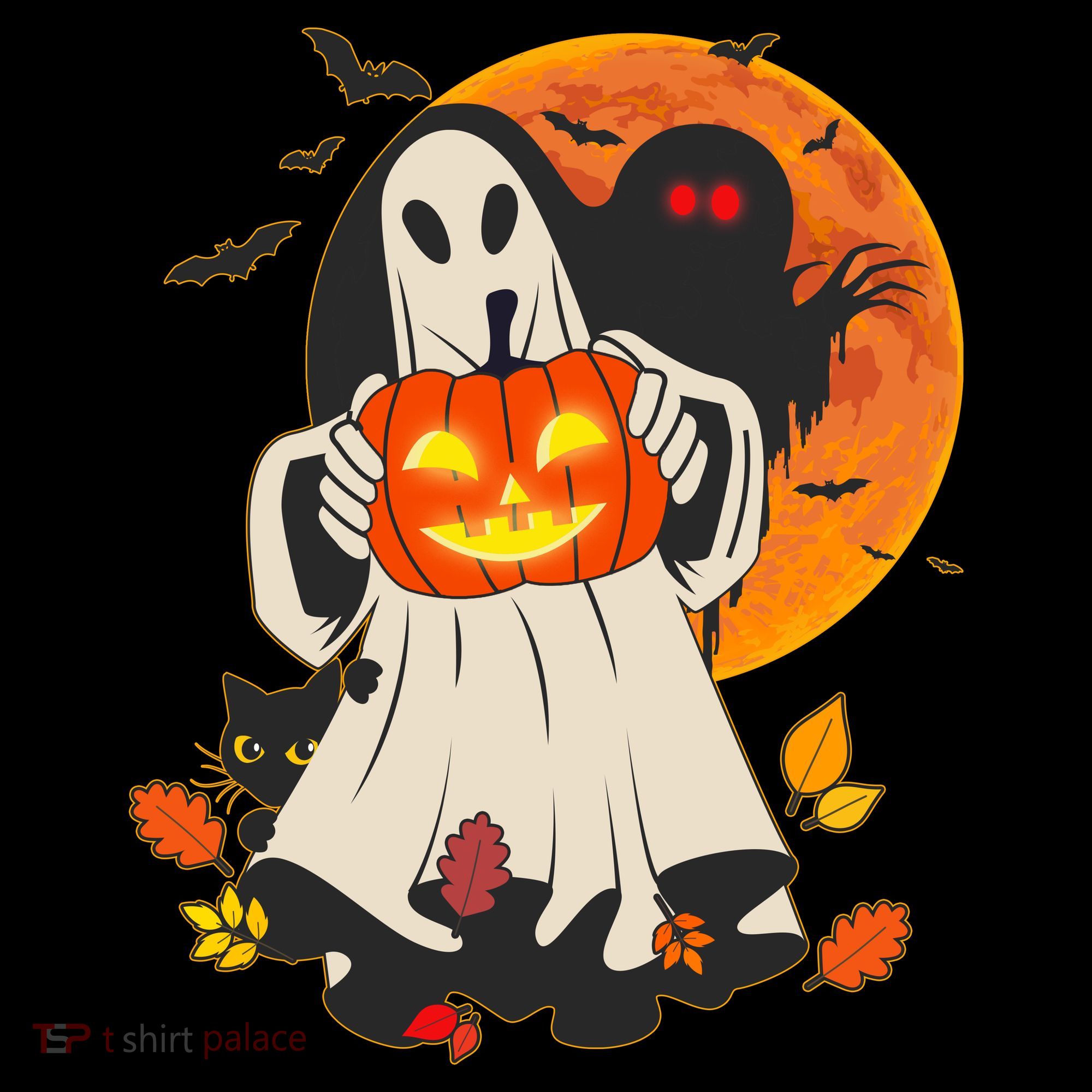 Spooky Halloween Autumn Ghost Jackolantern Kids Long Sleeve Shirt