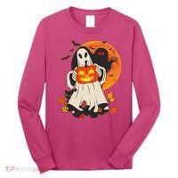 Spooky Halloween Autumn Ghost Jackolantern Long Sleeve Shirt thumb 0