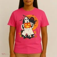 Spooky Halloween Autumn Ghost Jackolantern T-Shirt thumb 4