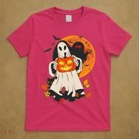 Spooky Halloween Autumn Ghost Jackolantern T-Shirt thumb 5