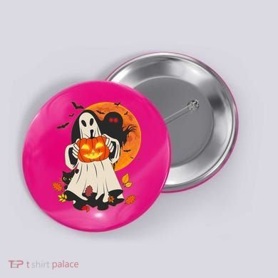 Spooky Halloween Autumn Ghost Jackolantern Button