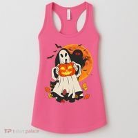 Spooky Halloween Autumn Ghost Jackolantern Women's Tank Top thumb 0