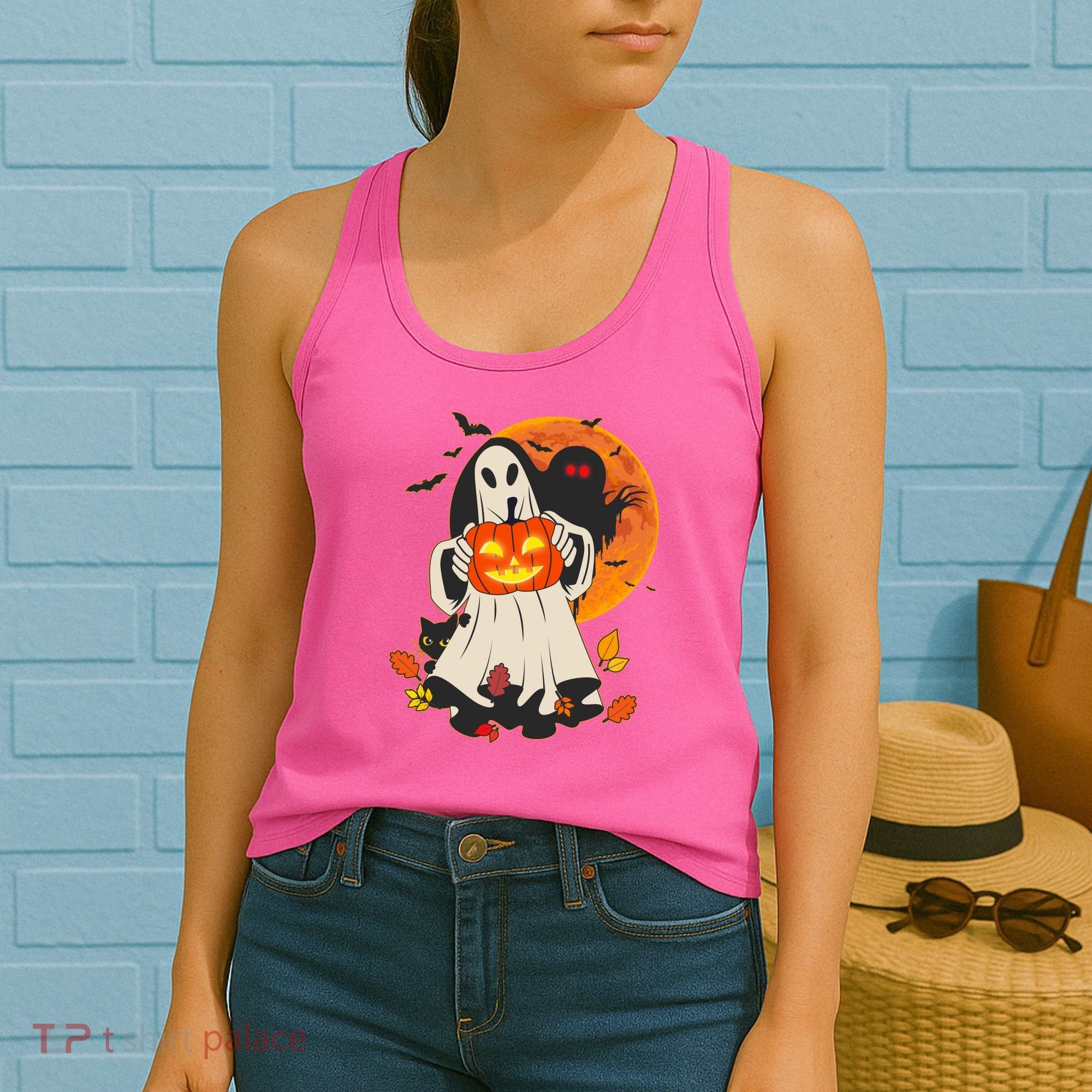 Spooky Halloween Autumn Ghost Jackolantern Women's Tank Top