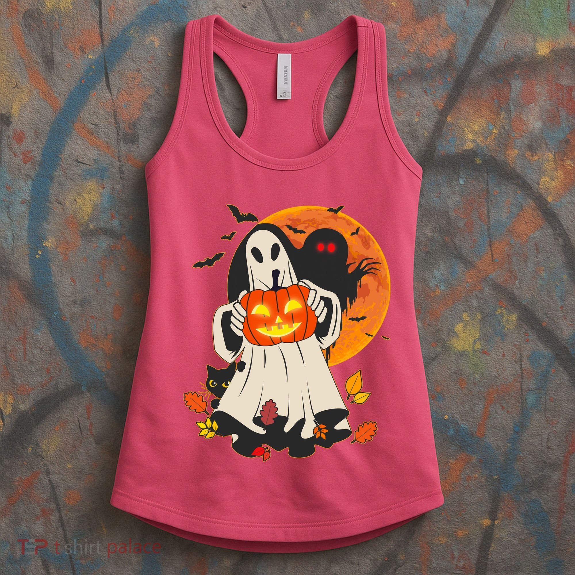Spooky Halloween Autumn Ghost Jackolantern Women's Tank Top