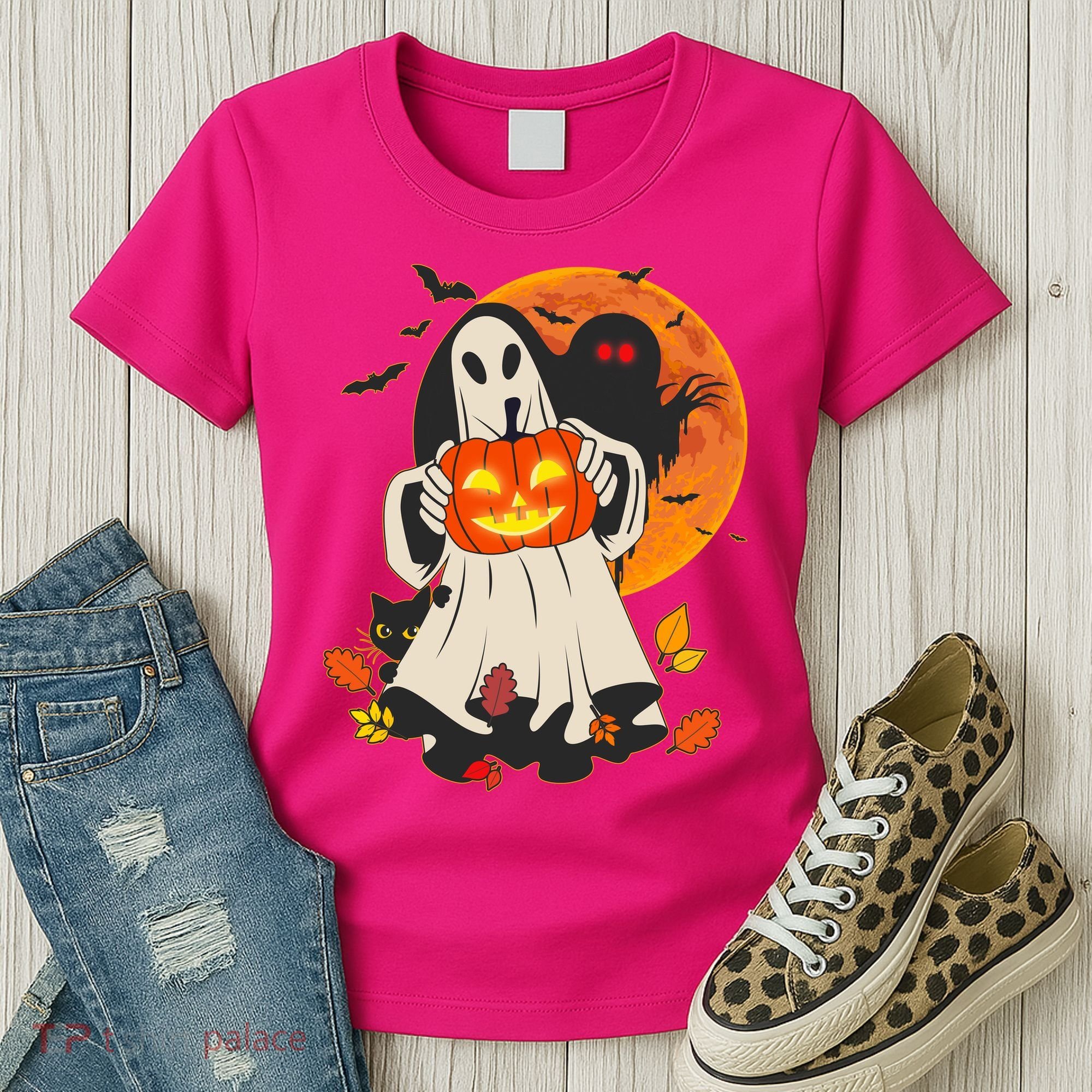 Spooky Halloween Autumn Ghost Jackolantern Women's T-Shirt