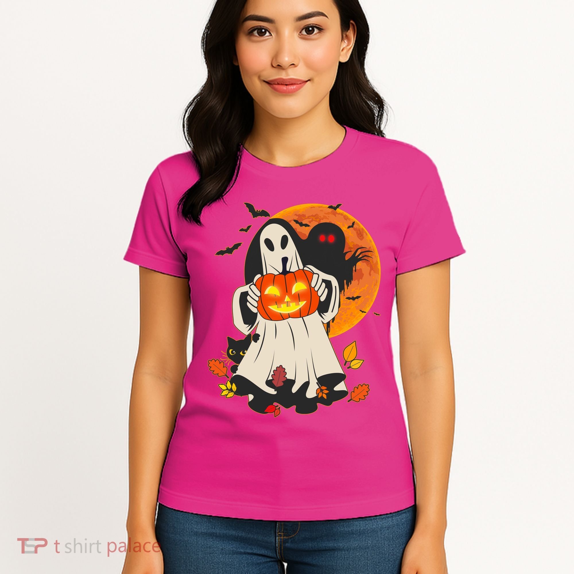 Spooky Halloween Autumn Ghost Jackolantern Women's T-Shirt