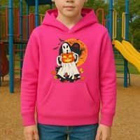Spooky Halloween Autumn Ghost Jackolantern Kids Hoodie thumb 2