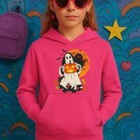 Spooky Halloween Autumn Ghost Jackolantern Kids Hoodie thumb 3