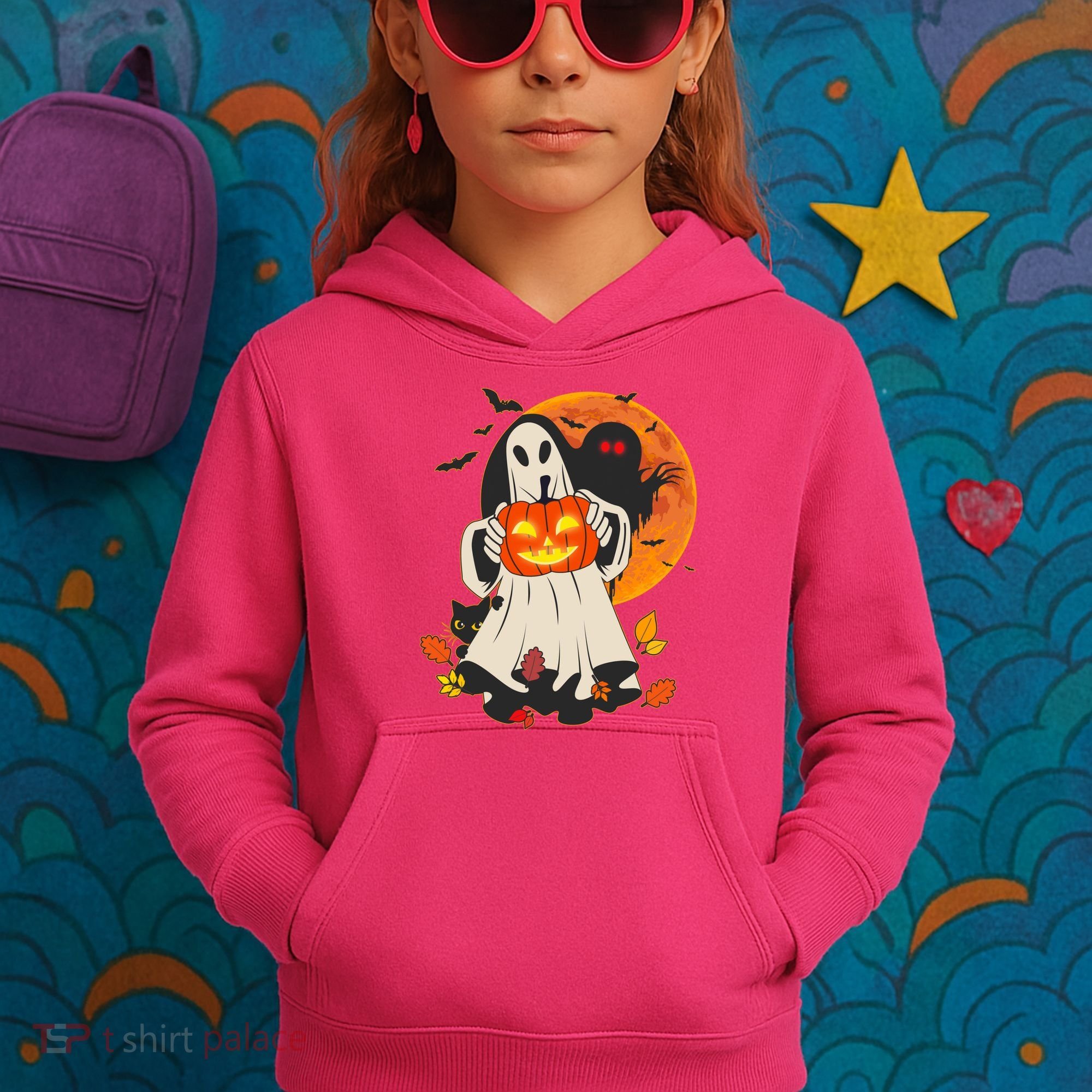Spooky Halloween Autumn Ghost Jackolantern Kids Hoodie