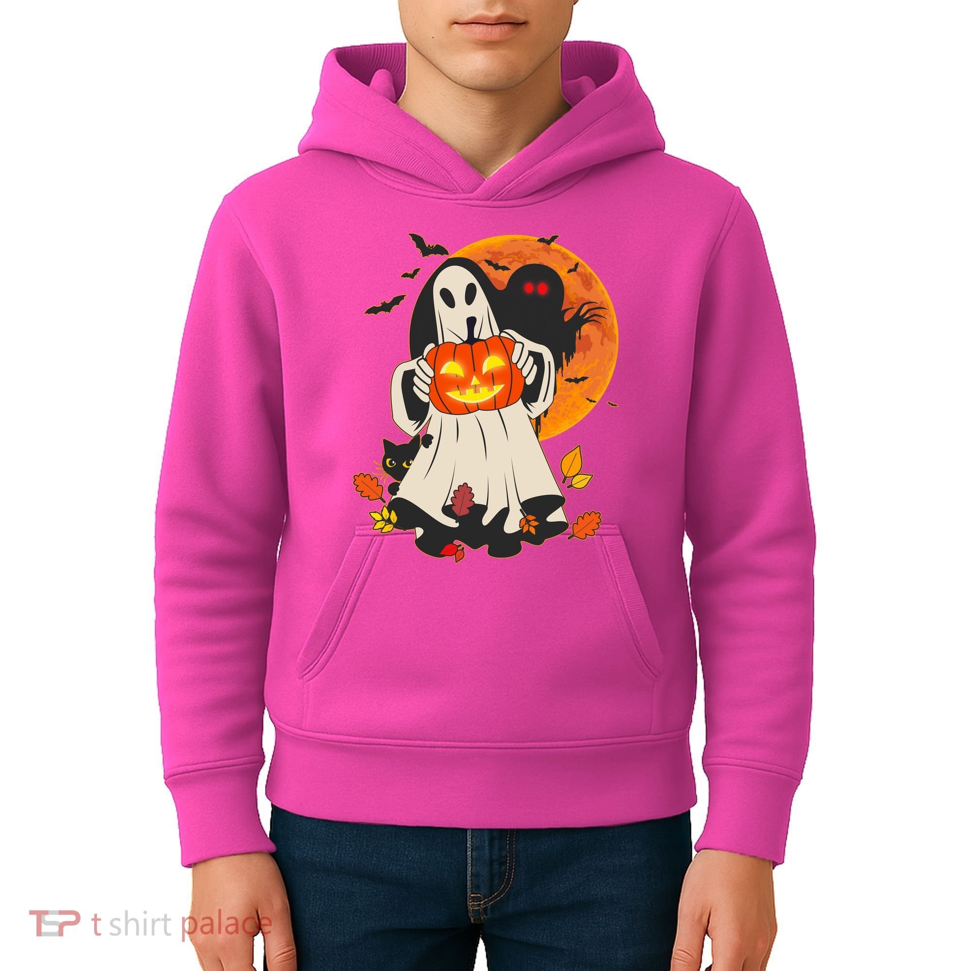 Spooky Halloween Autumn Ghost Jackolantern Kids Hoodie