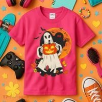 Spooky Halloween Autumn Ghost Jackolantern Kids T-Shirt thumb 3
