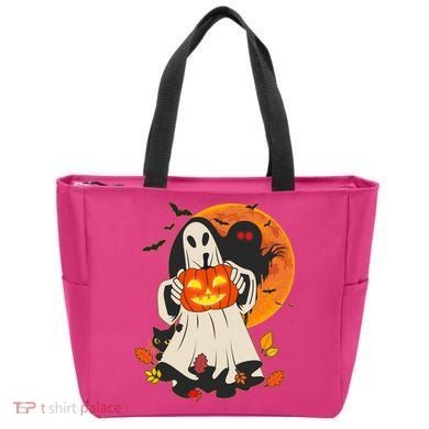 Spooky Halloween Autumn Ghost Jackolantern Tote Bag
