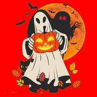 Spooky Halloween Autumn Ghost Jackolantern Santa Hat thumb 1