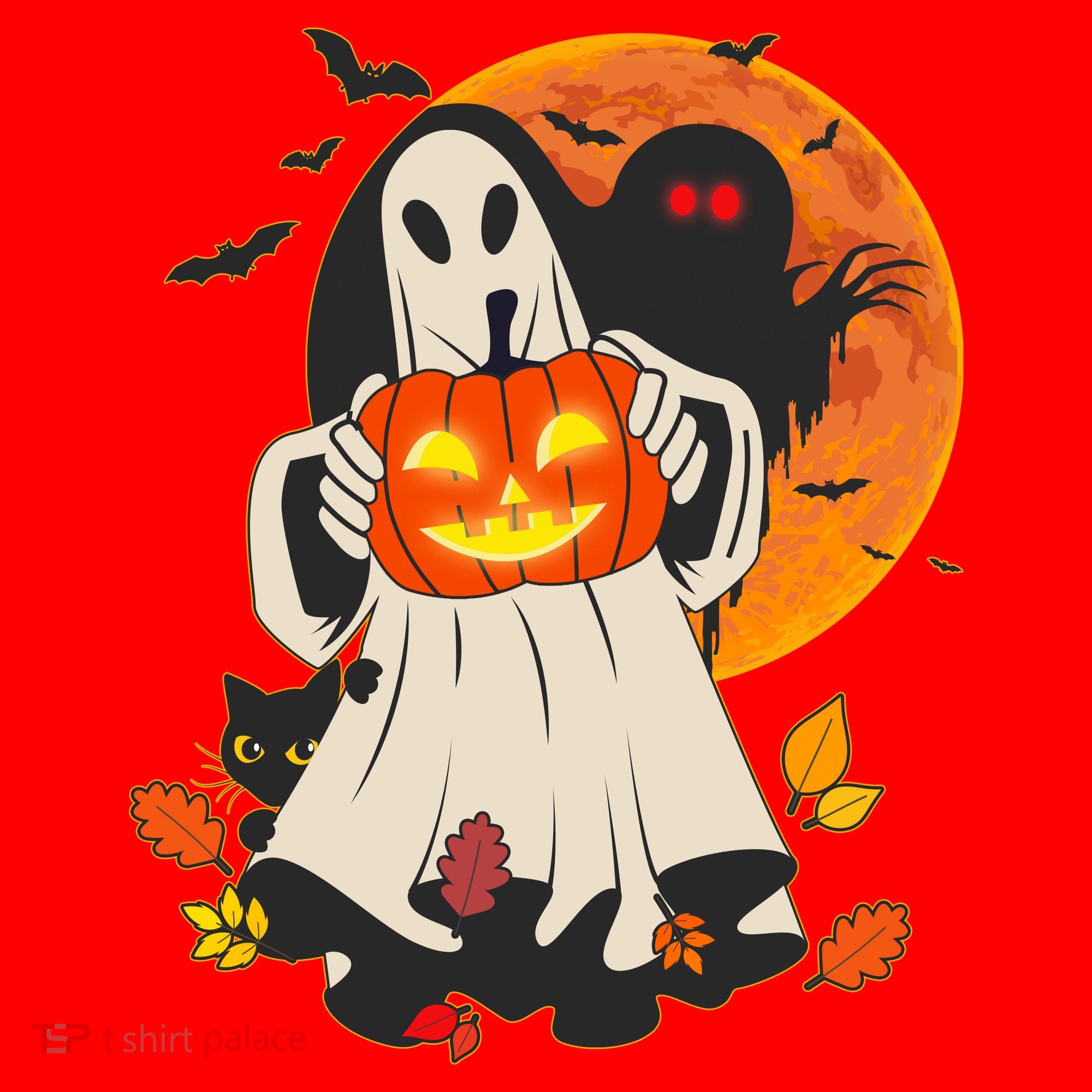 Spooky Halloween Autumn Ghost Jackolantern Santa Hat