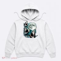 Sharks Howling At Moon Cosmic Space Hoodie thumb 0
